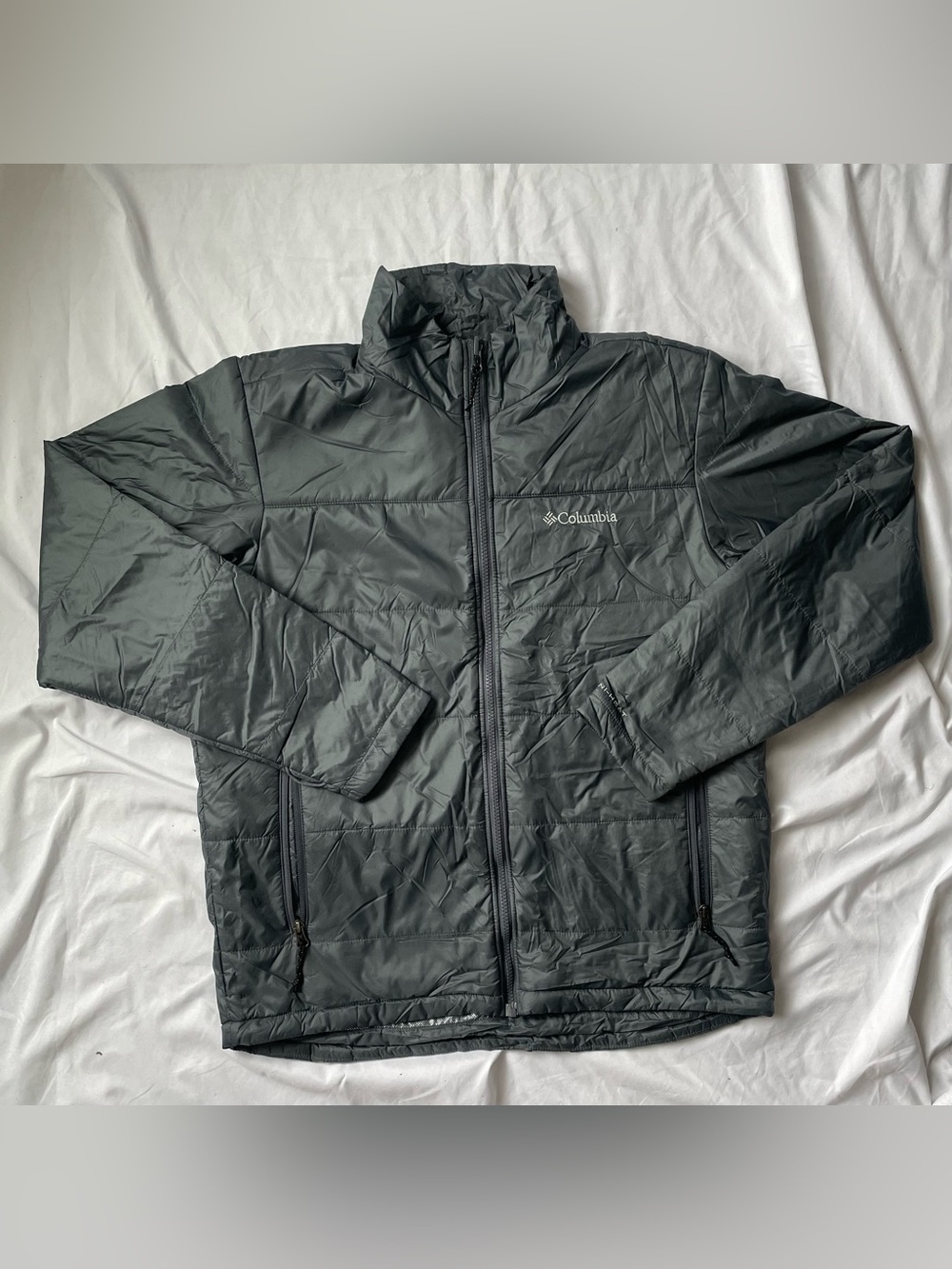 Columbia Men's Dark Gray Packable Puffer Jacket Windbreaker Omni-Heat Size M